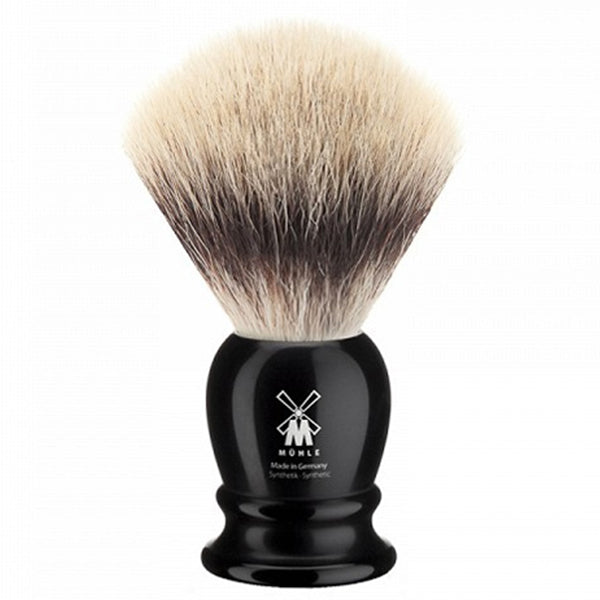 Primary image of Synthetic Fiber Shaving Brush, Black w/ Chrome - Medium (31K2560)